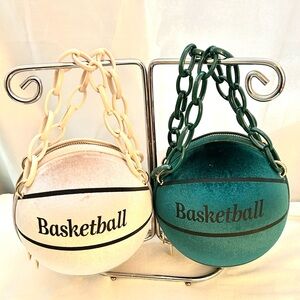 Basketball Clutch Bag-Green & Silver